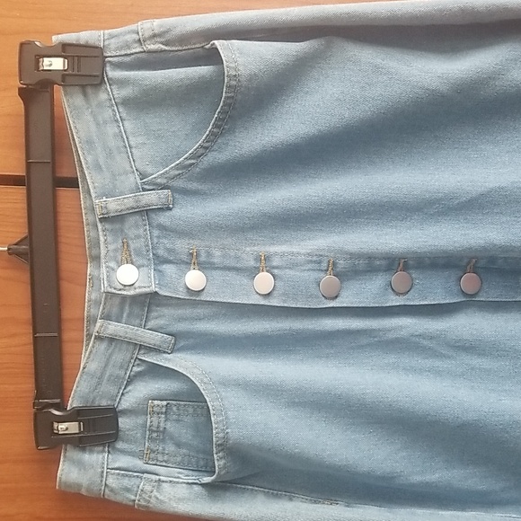 MAXI Washed button up denim skirt with ruffle Size M 34 inch waist - Picture 2 of 4